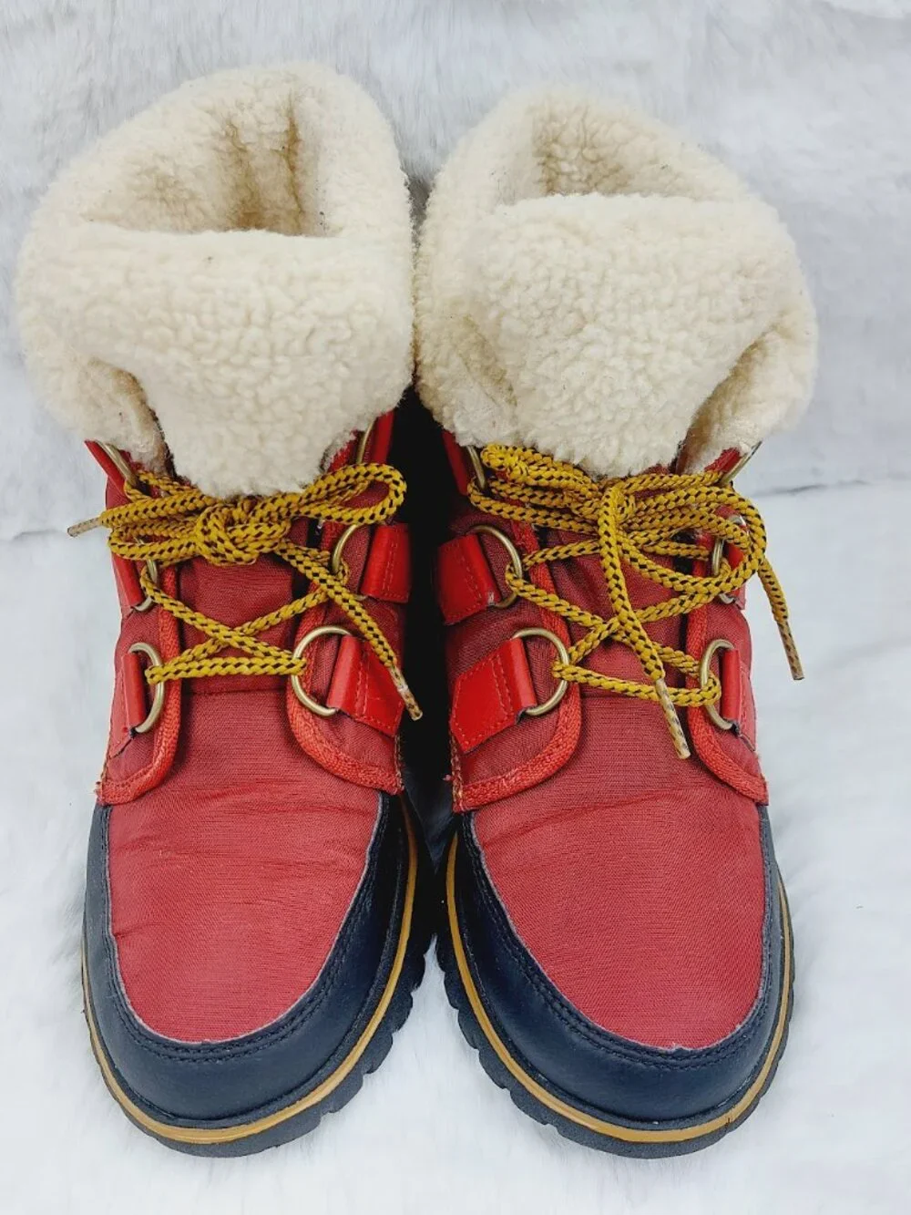 Sorel Women’s Gypsy Black Explorer Carnival Faux-Fur Winter Snow Boot Size 7.5
